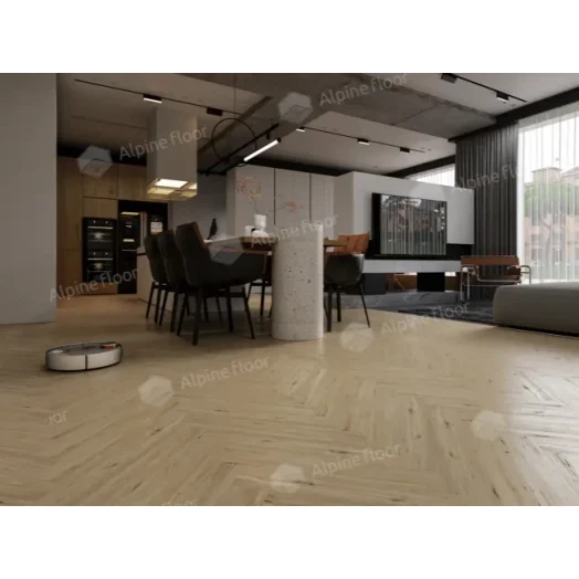 Ламинат Alpine Floor Herringbone Pro 8 Дуб Лион фото в интерьере