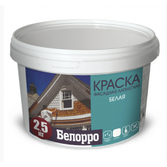 Краска фасадная латексная Белорро матовая белая, 14 кг ведро